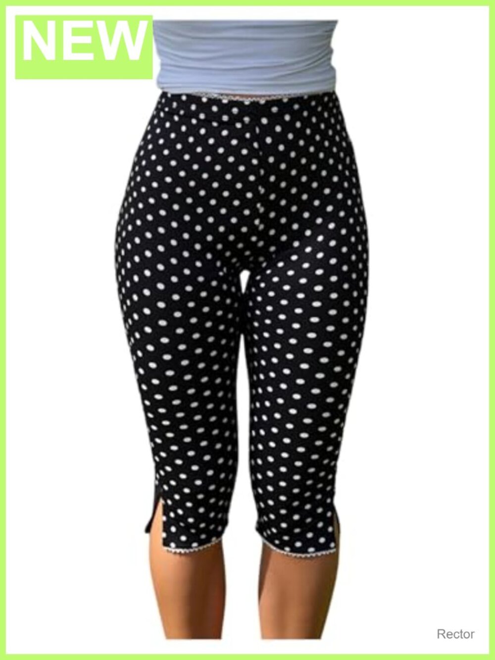 Women's Plaid Capri Leggings Low Waisted Split Hem Capris Pants
